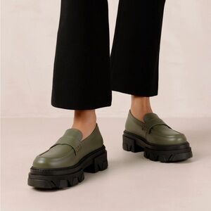 Free People Olive Green Chunky Loafers